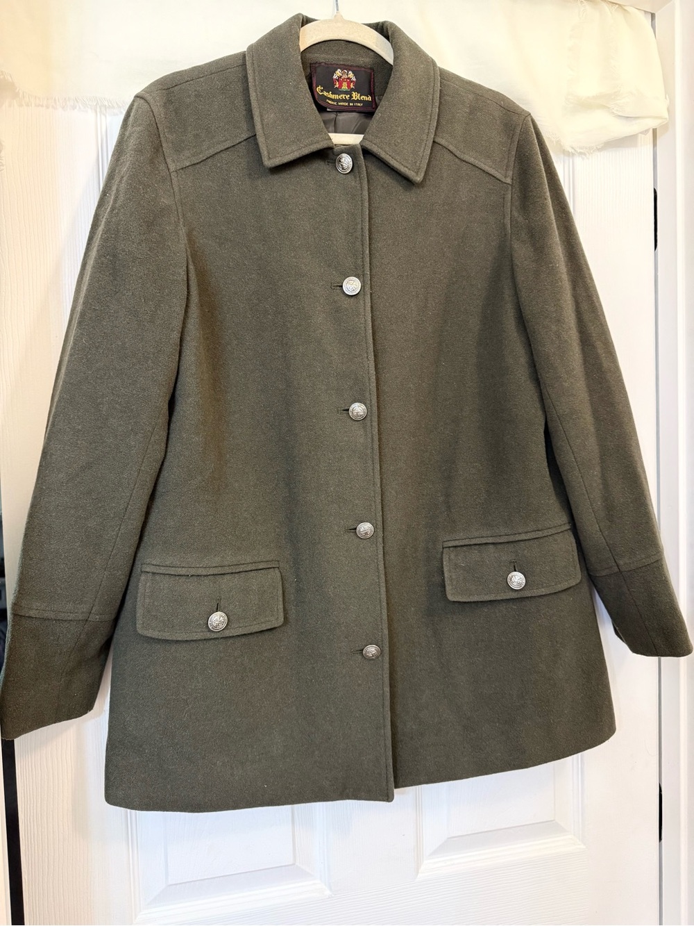 Harve Benard Olive Wool-Blend Field Coat w/
Decorative Buttons-Women’s Size 12